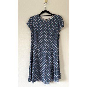 Boden Women's Short Sleeve Blue Peach Floral Print Mini Dress Size 6L‎ Preppy